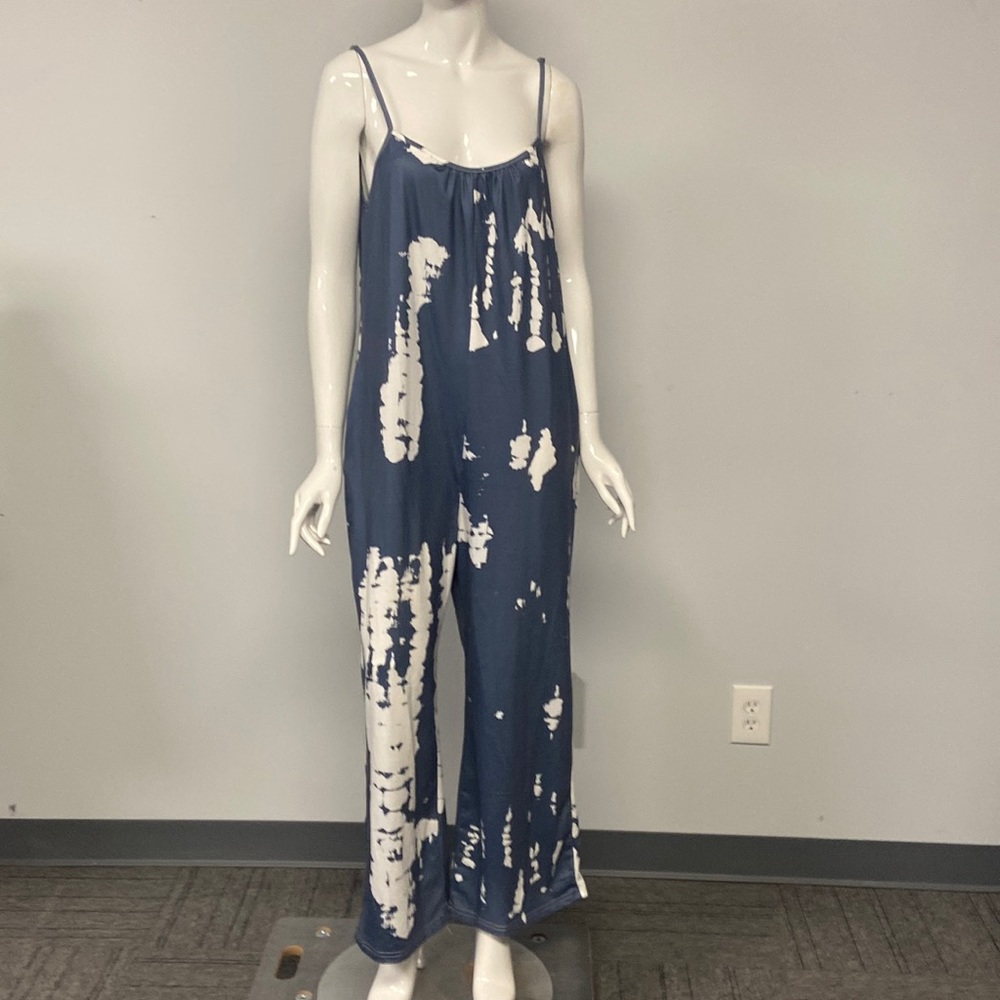 Hope Women’s Romper Spaghetti Strap Blue & White Medium